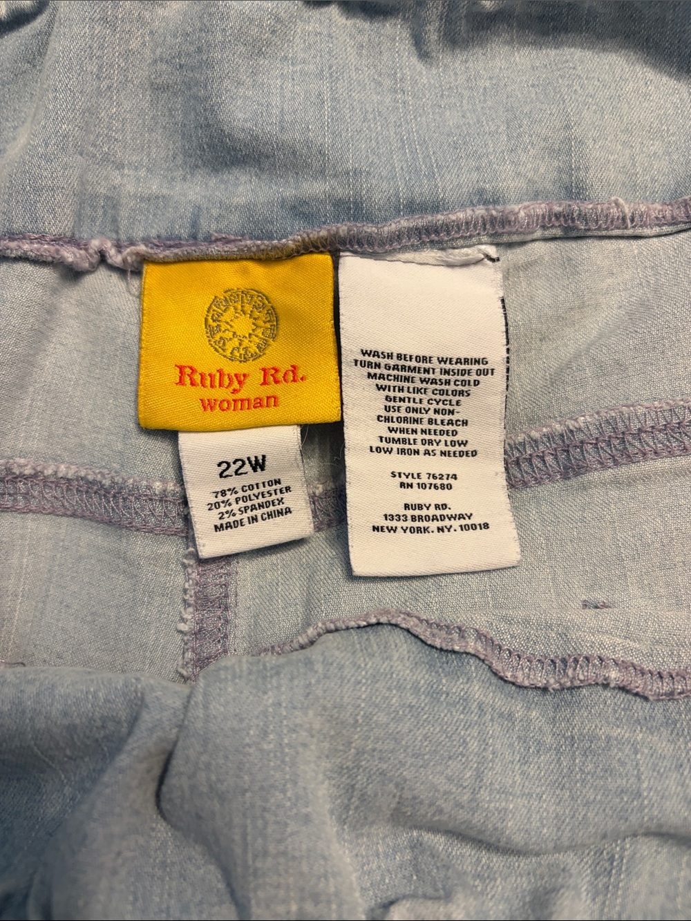 Ruby Rd. Light Blue Denim Bermuda Capris - Picture 4 of 4